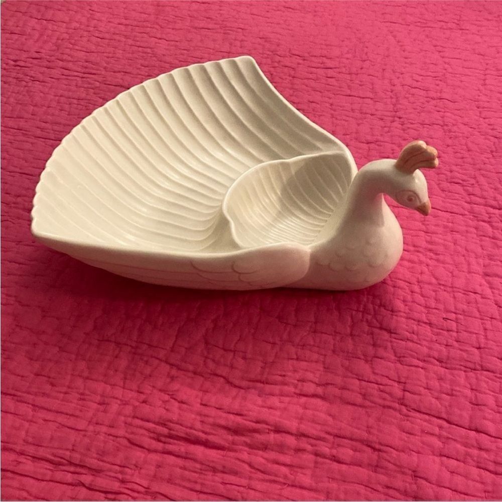 Fitz and Floyd “ Peacock “Cream Ceramic Dish